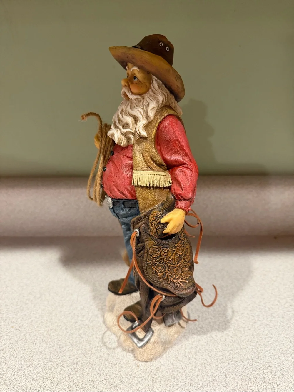 Western Cowboy Santa Clause Table Top Christmas Decoration